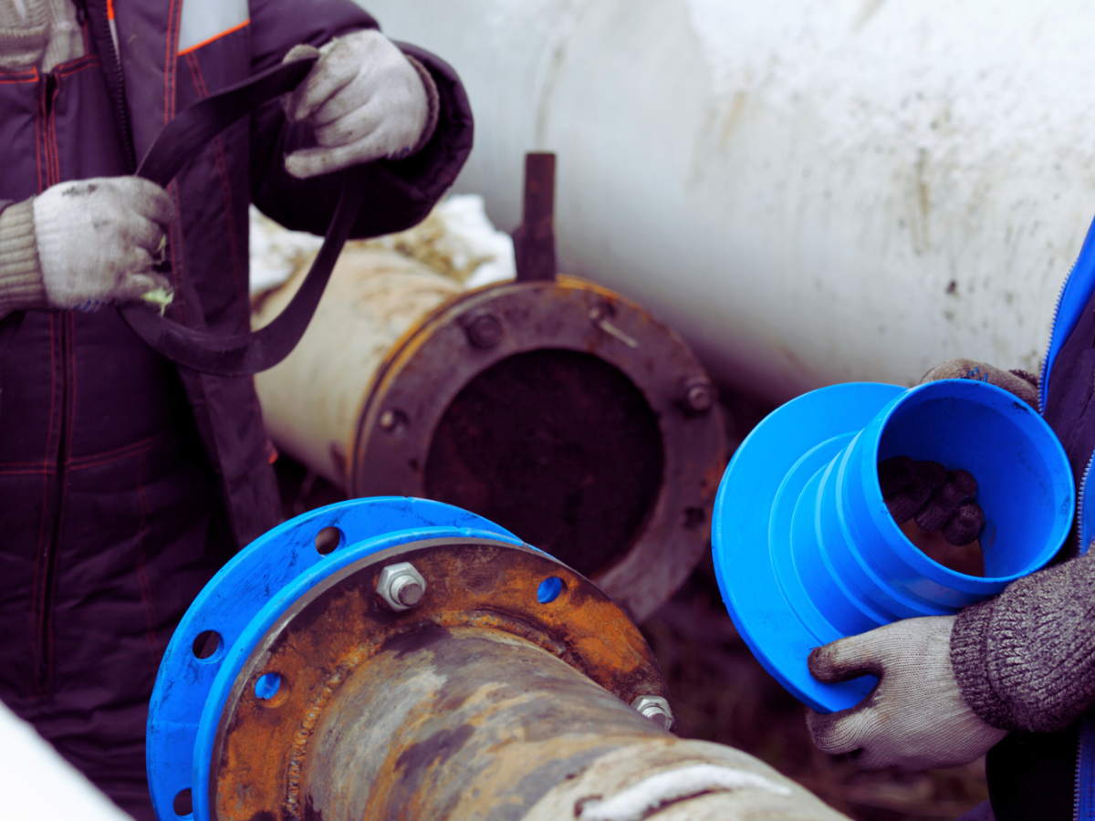 plumbers working water line replacement with CIPP