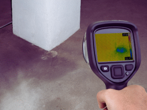 Plumbing detecting leak with thermal imaging